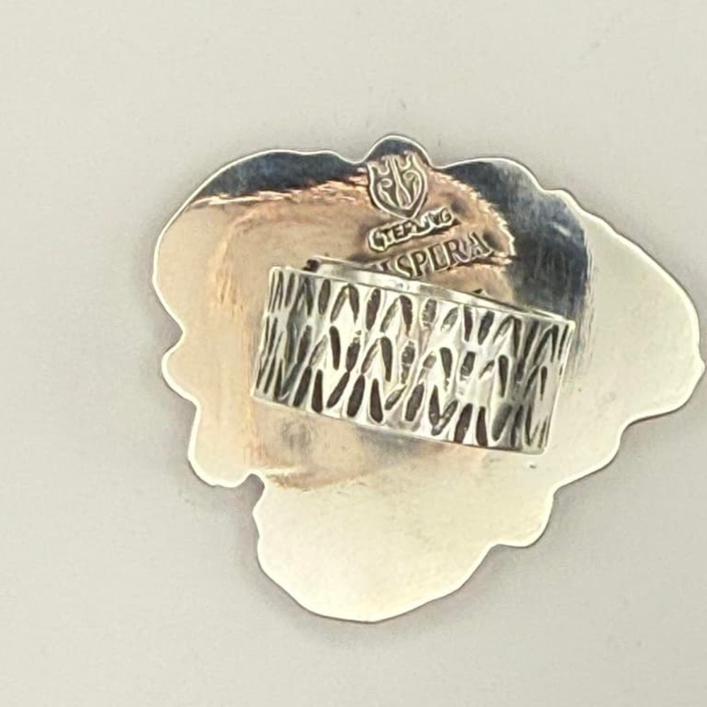 Native Silver And Blue Gem Ring - image 5